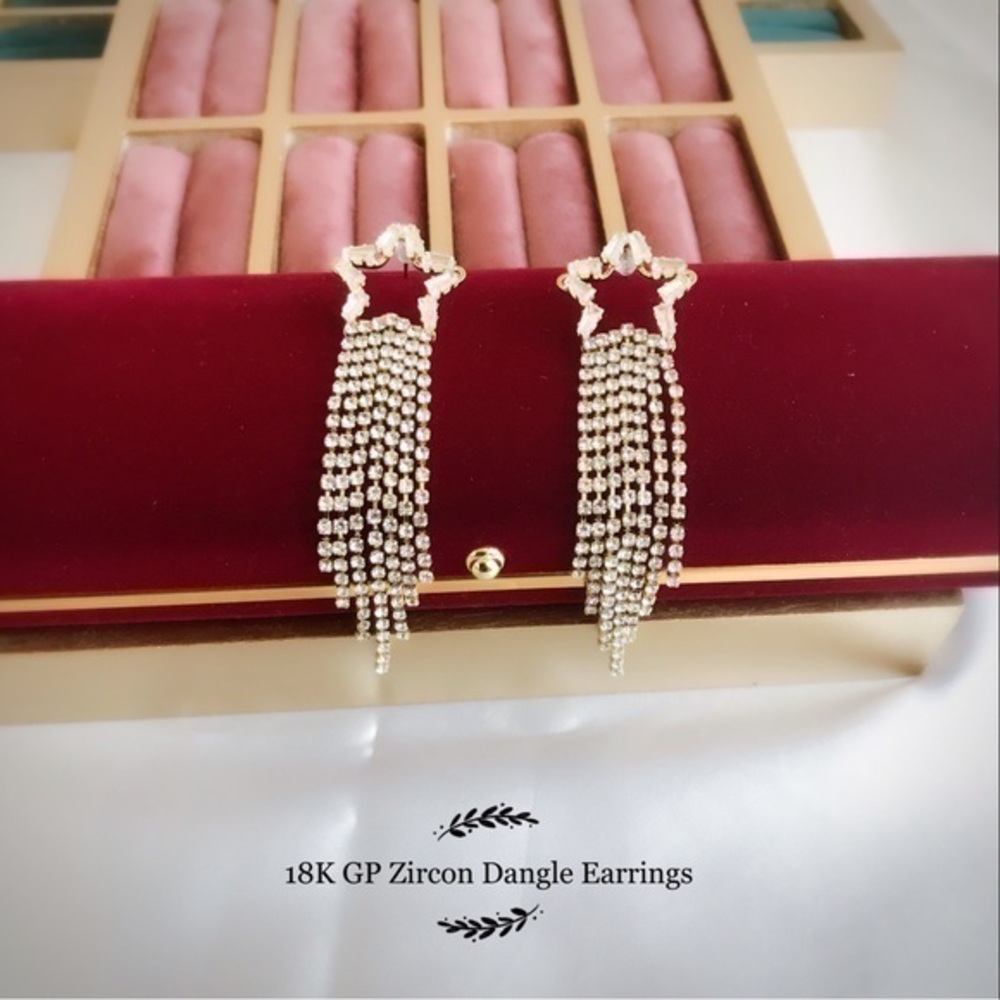 18K GP Zircon Dangle Earrings